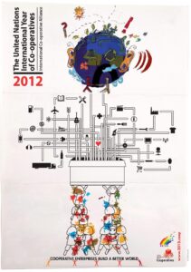 Winning Entry in the 2012 International Year of Cooperatives poster making competition. Winning poster designed by Collage-No cooperative in Valencia Spain
